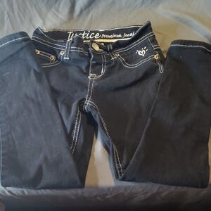 Justice Dark Blue Girls Kids Jeans with Heart Detail